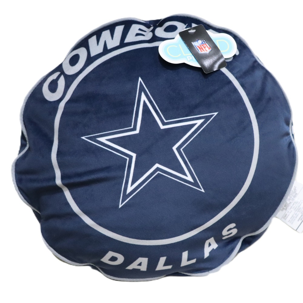 Dallas Cowboys NFL Cloud Pillow The Northwest Group Navy Blue Round Travel 16in